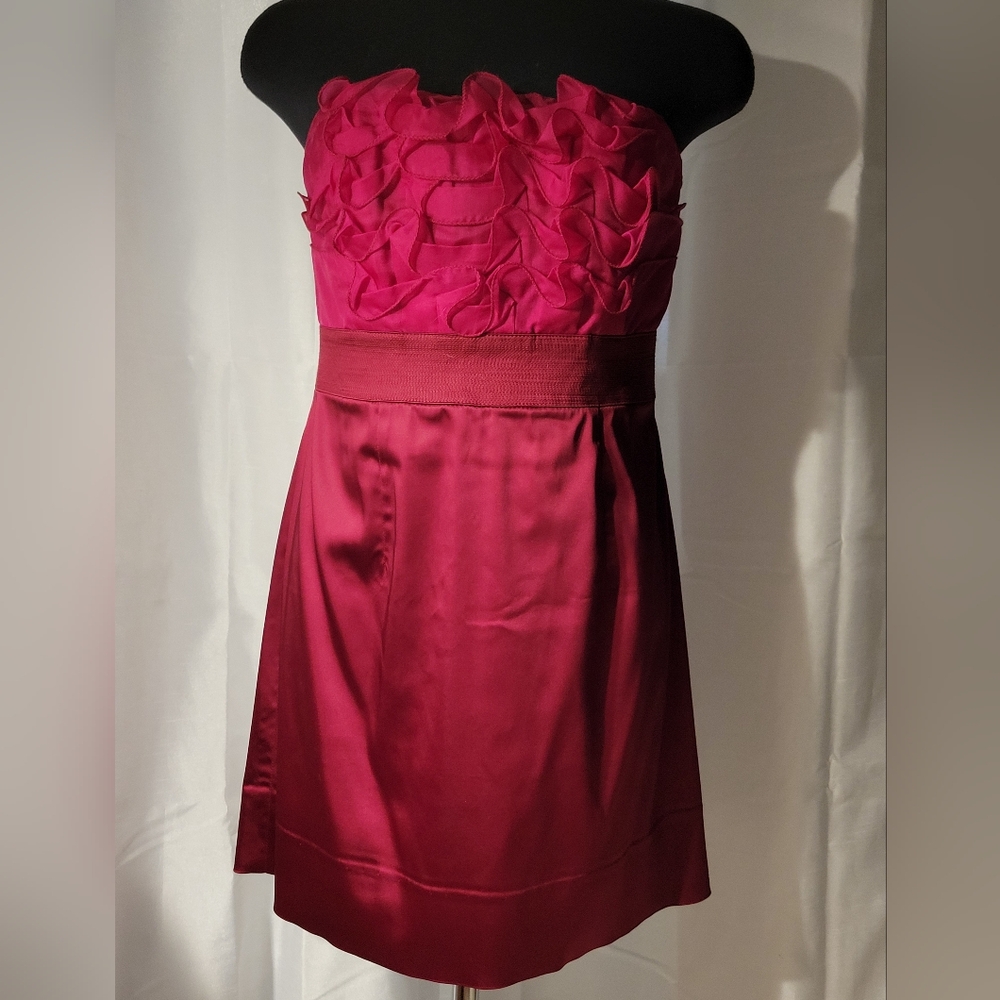 PHOEBE COUTURE red strapless cocktail dress